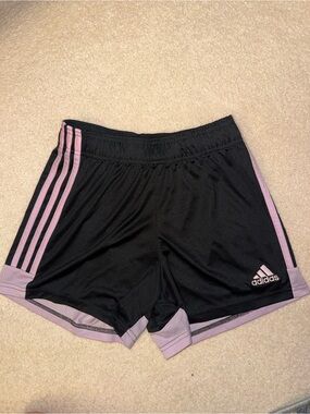 Women’s adidas Black Athletic Shorts with Light Pink Accents